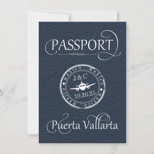 Navy Blue Puerta Vallarta Passport Save The Date