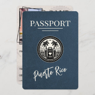 Navy Blue Puerto Rico Passport Save The Date