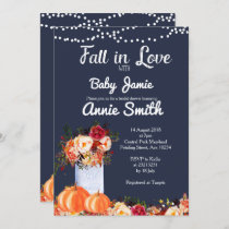 Navy Blue Pumpkin baby shower invitation