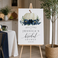 Navy Blue Pumpkin Bridal Shower Welcome Sign