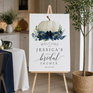 Navy Blue Pumpkin Bridal Shower Welcome Sign