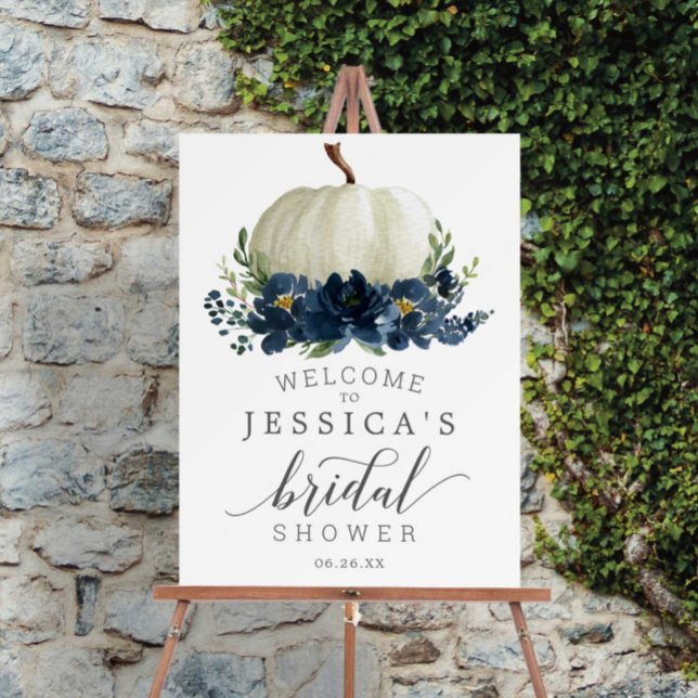 Navy Blue Pumpkin Bridal Shower Welcome Sign (Creator Uploaded)