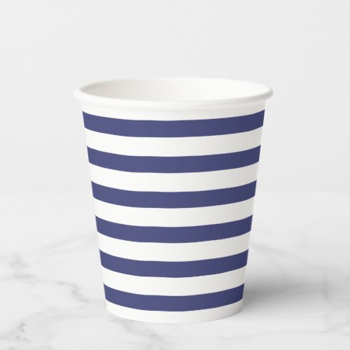 Navy Blue  Pure White Stripes  Paper Cups