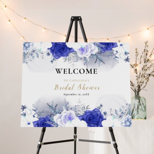 Navy Blue Purple Bridal Shower Welcome Foam Board