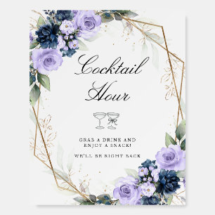Navy Blue Purple Floral Geometric Cocktail Hour Foam Board
