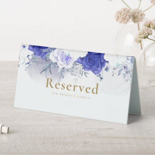 Navy Blue Purple Gold Lettering Wedding Reserved  Table Tent Sign