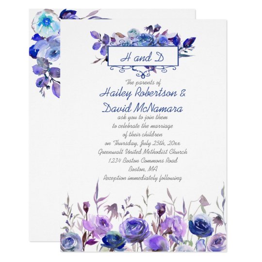 Navy Blue And Purple Wedding Invitations 2