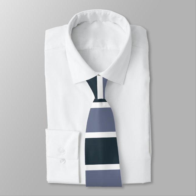 Navy Blue Purple Stripes Neck Tie (Tied)