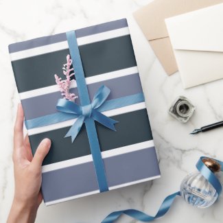 Navy Blue Purple Stripes Wrapping Paper
