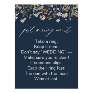 Navy Blue Put a Ring on it Bridal Shower Game Poster