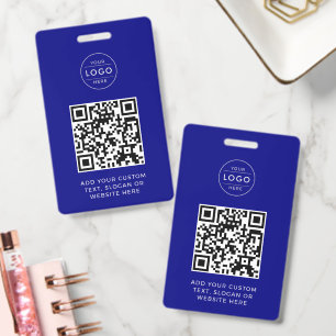Navy Blue QR Code Custom Company Logo Badge