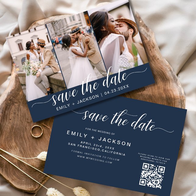 Navy Blue QR Code - Save the Date 3 Photo (Creator Uploaded)