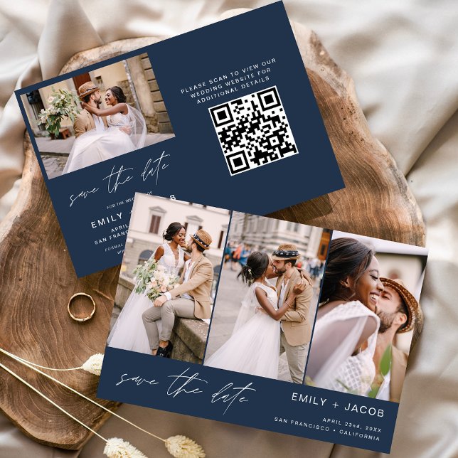 Navy Blue QR Code Save the Date 4 Phot0 (Creator Uploaded)