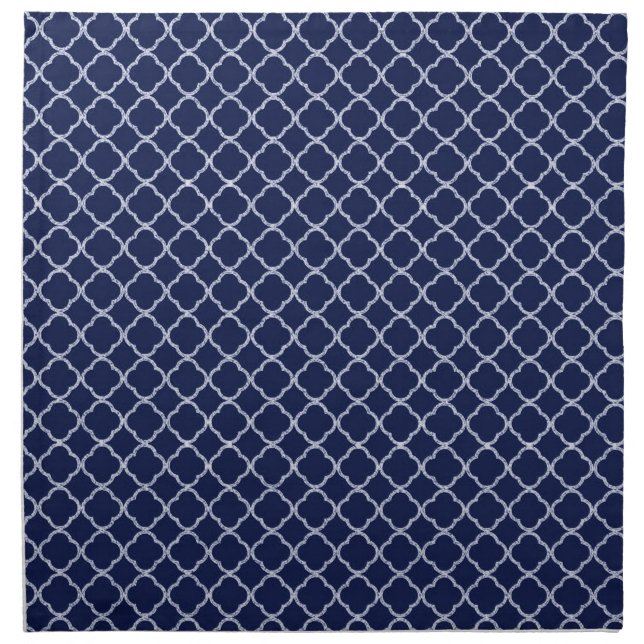 Navy Blue Quarterfoil Latti Monogram Napkins (Front)