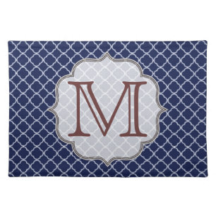 Navy Blue Quarterfoil Latti Monogram Place Mat