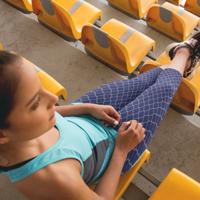 Navy Blue Quatrefoil Capri Leggings (Creator Uploaded)