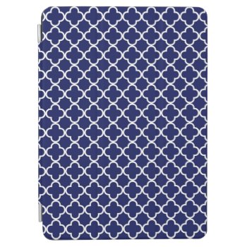 Navy Blue Quatrefoil Pattern Ipad Air Cover by heartlockedcases at Zazzle