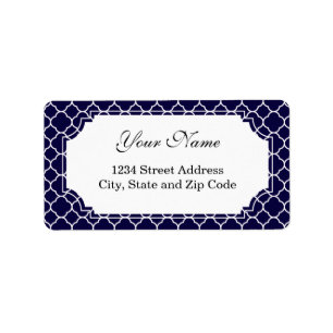 Navy Blue Quatrefoil Pattern Label