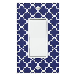 Navy Blue Quatrefoil Pattern Light Switch Cover