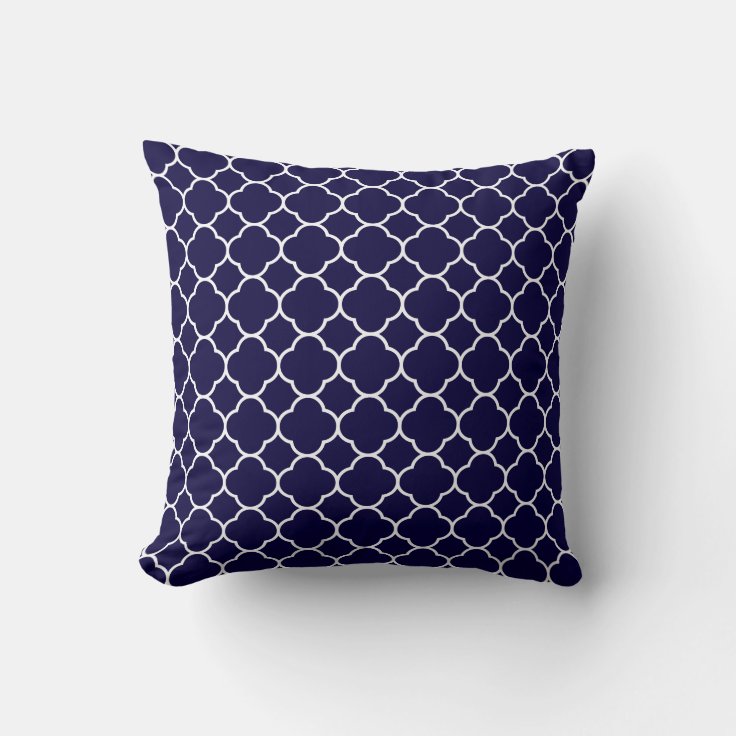 Navy Blue Quatrefoil Pattern Throw Pillow Zazzle