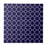 Navy Blue Quatrefoil Pattern Tile at Zazzle