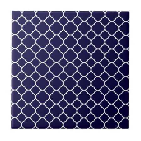 Navy Blue Quatrefoil Pattern Tile