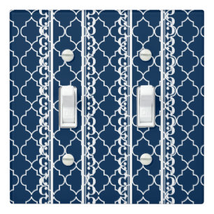 Navy Blue Quatrefoil Patterns Light Switch Cover