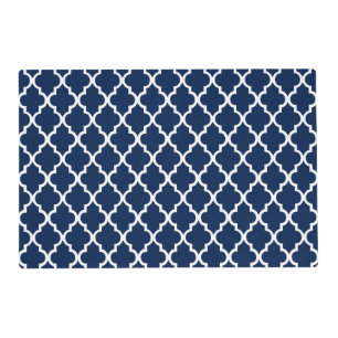 Navy Blue Quatrefoil Tiles Pattern Placemat