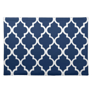 Navy Blue Quatrefoil Tiles Pattern Placemat