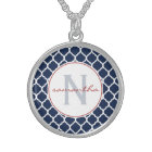 Navy Blue Quatrefoil with Initial an Name