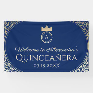 Navy Blue Quinceanera Banner