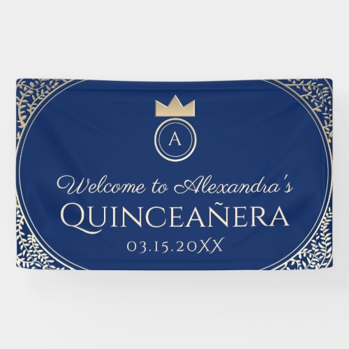 Navy Blue Quinceanera Banner