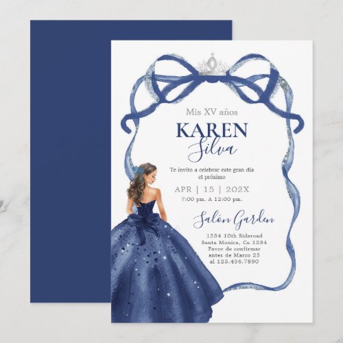 Navy Blue Quinceanera Invitation