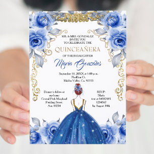 Navy Blue Quinceanera Invitation
