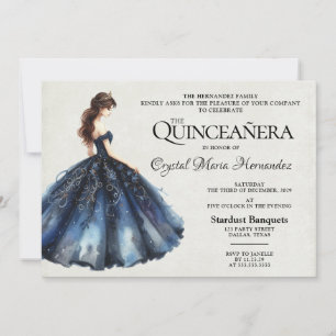 Navy Blue Quinceañera Invitation