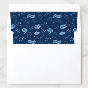 Navy Blue Quirky Hand Drawn Grad Icon Pattern Envelope Liner