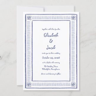Navy Blue Quirky Playful Hand Drawn Wedding 