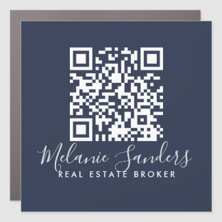 Navy Blue REAL ESTATE Car Magnet with QR CODE