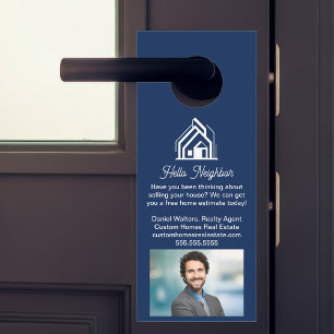 Navy Blue Real Estate Company Advertising Realtor Door Hanger