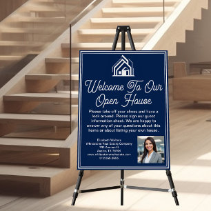 Navy Blue Real Estate Company Custom Open House Foam Board