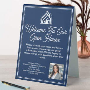 Navy Blue Real Estate Company Custom Realtor Table Tent