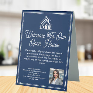 Navy Blue Real Estate Company Custom Realtor Table Tent