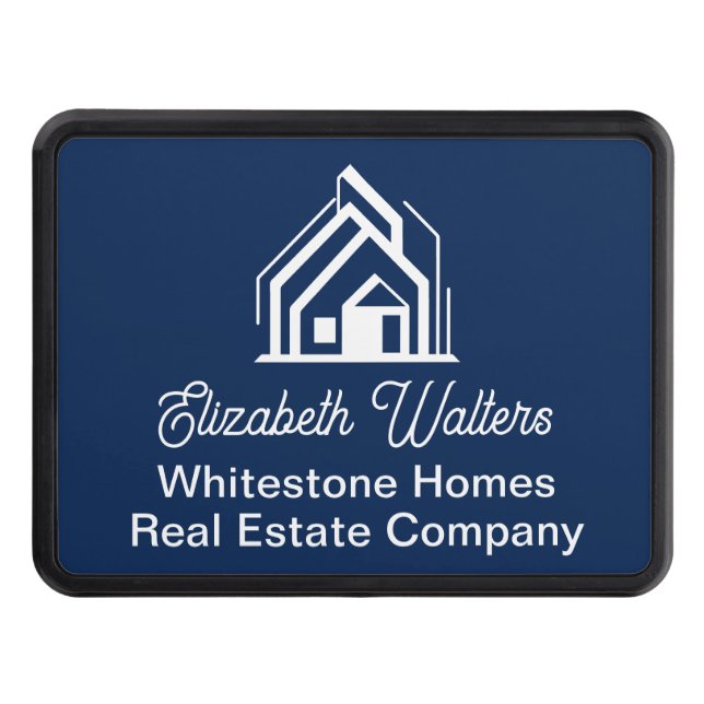 Navy Blue Real Estate Company Customized Realtor Hitch Cover (Front)