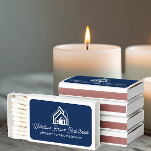 Navy Blue Real Estate Company Customized Realtor Matchboxes