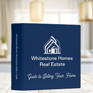 Navy Blue Real Estate Company Customized Realty 3 Ring Binder