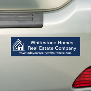 Navy Blue Real Estate Company Personalized Realtor Bumper Sticker