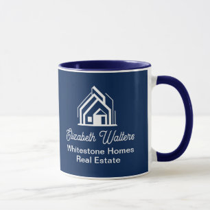 Navy Blue Real Estate Company Personalized Realtor Mug