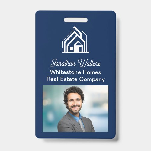 Navy Blue Real Estate Company Realtor Photo Badge