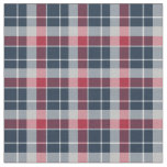 Navy Blue, Red and Grey Sporty Plaid Fabric