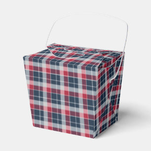Navy Blue, Red and Grey Sporty Plaid Favor Boxes